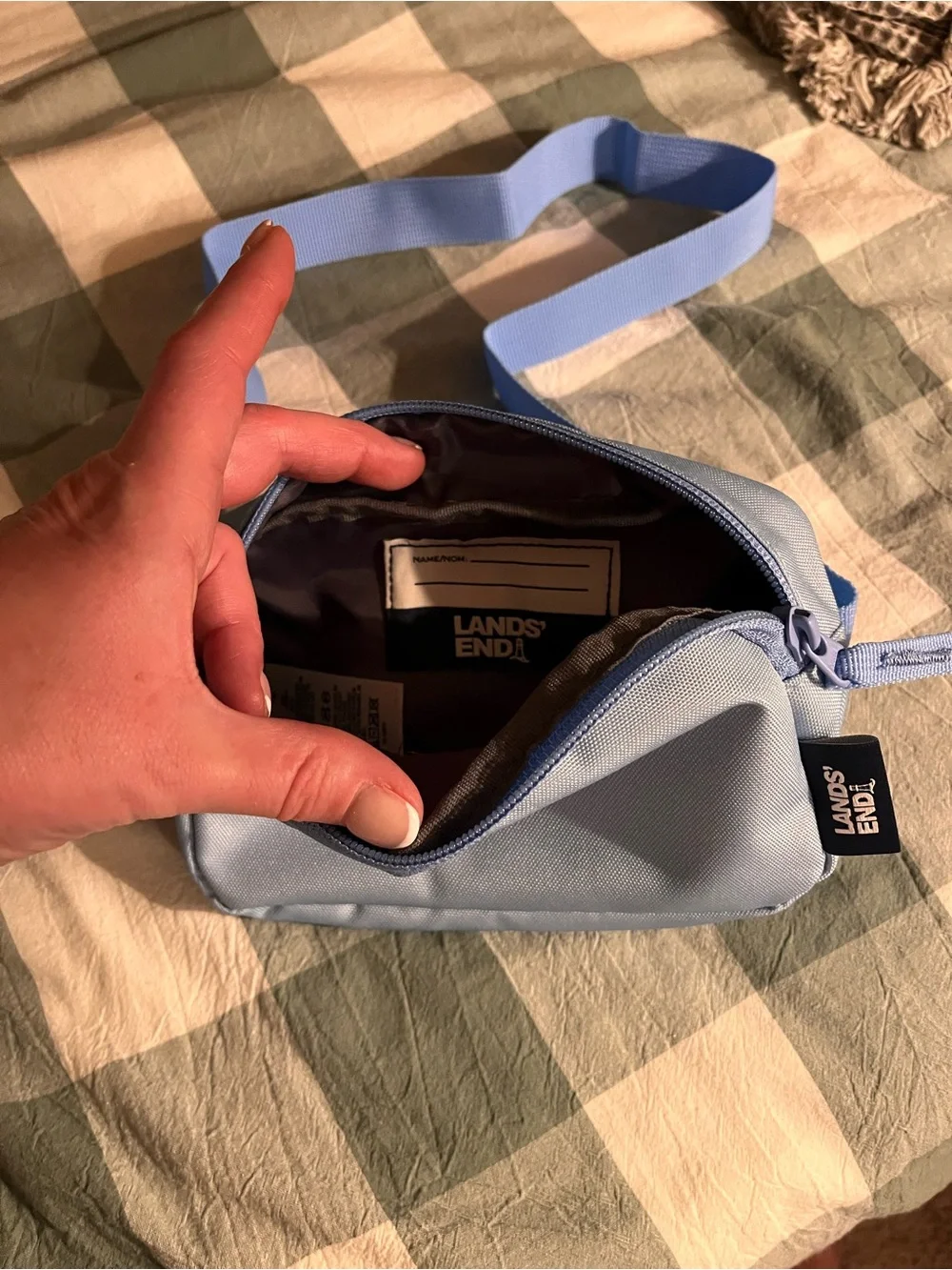Light blue hummingbird cross body